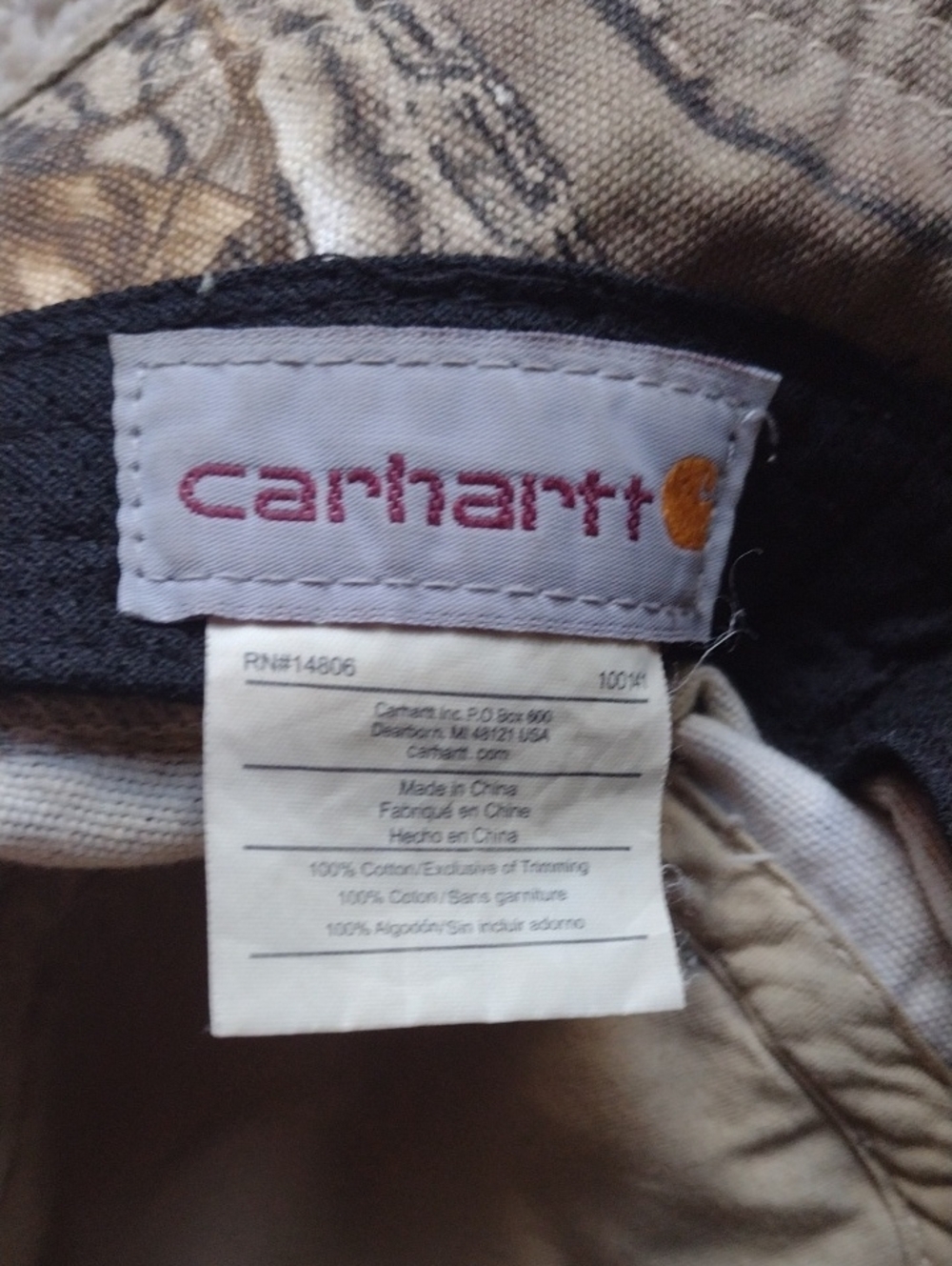 Carhartt Brown Camo Bucket Hat with Leather Logo - Picture 3 of 5